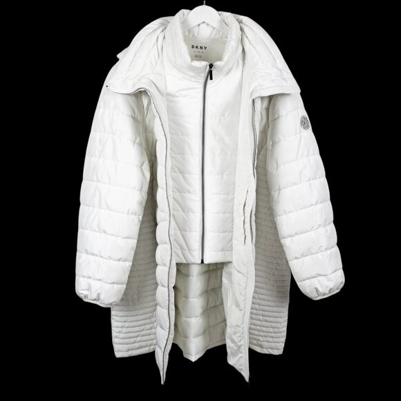 DKNY Built-in Vest Hooded Puffer Coat - Picture 16 of 16
